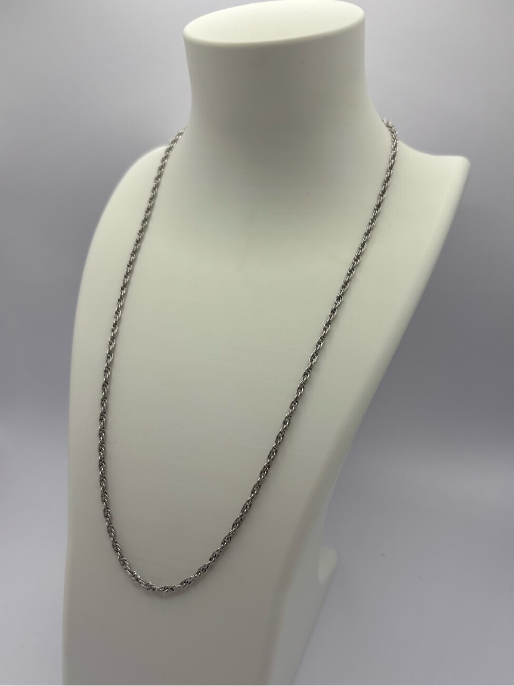 Italy 925 Sterling Silver Rope Chain Necklace 1mm 18” 5.63g Spring Ring Clasp